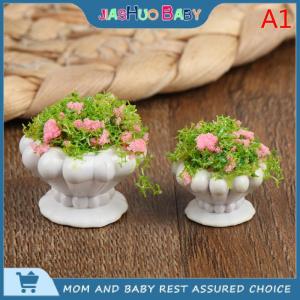 JiaShuo Baby Toy 2pcs Dollhouse Furniture 1:12 Accessories Mini Green Plant Bonsai Flower Pots