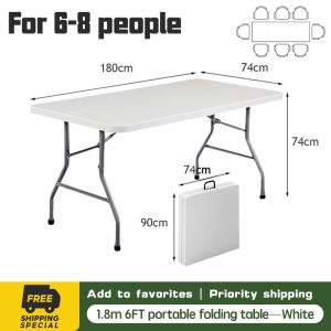 VOVOVA folding table heavy duty 6Ft(180cm)portable table sturdy and durable outdoor tables and chairs set camping table