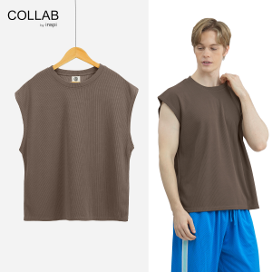 COLLAB by Inspi Knit Muscle Tee for Men and Women Stretchable Boxy Fit Breathable Plus Size Shirt Collection Menswear Korean Style Tops