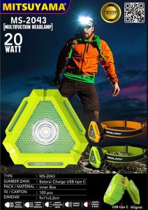 Senter Kepala LED 20W Headlamp Lampu Kepala Super Terang Outdoor Waterproof Mitsuyama MS-2043