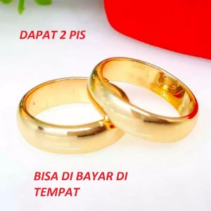 Cincin kawin polos titanium Gold Dapat 2pcs bisa bayar di tempat bahan titanium
