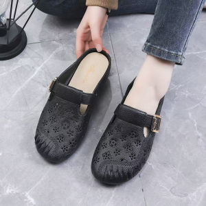 [Free Shipping] Womens Half-Slipper Hollow Sandals for Mothers Fashionable and Versatile Soft Sole Waterproof Non-Slip Womens Shoes Wholesale