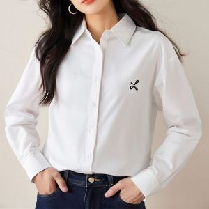 White Blouse For Women Korean Loose Long Sleeve Shirt Tops