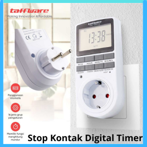 COD Taffware Stop Kontak Digital Timer Switch Programmable KWE TM02 EU / pengatur suhu panas otomatis ruangan oven mejikom magic com kulkas polytron akuarium air radiator kelembaban / pengatur suhu mobil sensor suhu waktu relay omfu terbaik aquarium