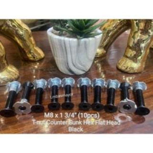 10pcs T-nut Bolt Screw Speaker Box Accessories Black Counter Sunk Hex Flat Head Sizes: M5/M6/M8/M10