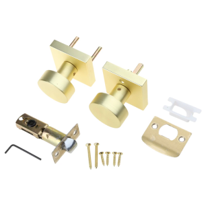 Brushed Gold Privacy Door Knobs for Interior space Heavy Duty Square Door Handle 86.2mm Length Door Knobs for Bedrooms