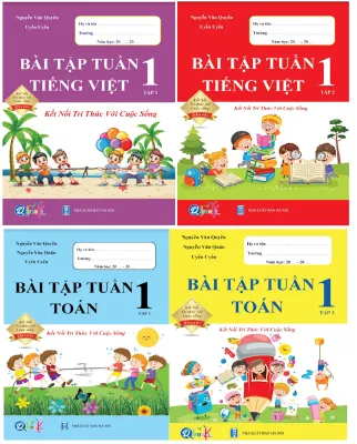Sách lớp 1 Kết nối tri thức với cuộc sống - Combo Bài tập tuần Toán và tiếng Việt tập 1+tập 2 (bộ 4 cuốn)