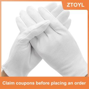 【ZTOYL】 1 cặp mới đầy đủ ngón tay người đàn ông phụ nữ Nghi Thức trắng bông găng tay người phục vụ Trình điều khiển đồ trang sức công nhân găng tay hấp thụ mồ hôi găng tay