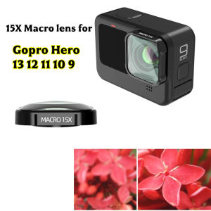 JSR 15X Macro Lens for GoPro Hero 9 Black/Hero 13 12 11 10 9 Black/Hero 11 Black Sport Action Camera Close-Up Filter for HERO9 HERO10 HERO11 Black (Directly Replace The Standard Protective Lens On Your Camera)