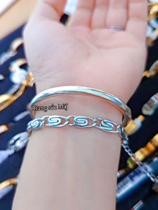 Lắc tay nữ titan cao cấp kiểu xoắn ốc – trắng & vàng – không đen không dị ứng đầy cá tính[Trang sức MiJ]