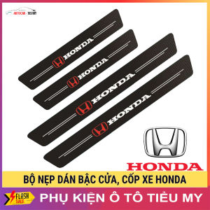HONDA - Bộ 9 Miếng Dán Chống Trầy Xước Có Logo Hãng HONDA Bảo Vệ Bậc Cửa Và Cốp Xe Hơi Xe Ô Tô Chất Liệu Sợi Cacbon Bền Đẹp