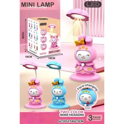 Lampu Belajar Meja LED Kuromi Melody Capybara Face-Changing Lampu Tidur Anak Mini Lucu 3 Ekspresi Wajah Rechargable