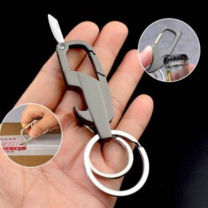 Multi-function Keychain Foldable Bottle Opener Car Key Holder Bag Decoration