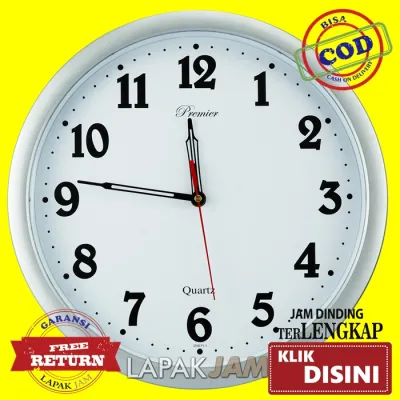JAM DINDING Premier 038 Diameter 32cm Warna Putih Hitam Silver Biru Merah Kuning Hijau