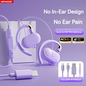 For Business Sports Open Ear Type C&3.5mm Wired Headphones Stereo Sound Earbuds Gamer Headsets Earphones with HD Mic For Samsung（1.2M）