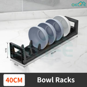 [OKLIFE. SG]Kitchen Adjustable Dish Rack， Under Cabinet Drawer Bowls Plate Storage Holder，Cabinet Drawer Dinnerware Holder