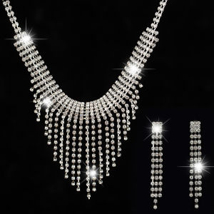 European and American fashion jewelry sets decorations bridal temperament high-quality silver-plated necklace earrings set