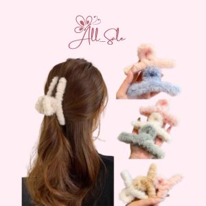 AS ~ JP1466 JEPITAN RAMBUT BAHAN BULU LEMBUT WANITA STYLE KOREA IMPORT