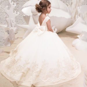 MQATZ Elegant Princess Dress Girls Wedding Bridesmaid Lace Bow Long Dresses Teen Girls Pageant Formal Gown LP-299