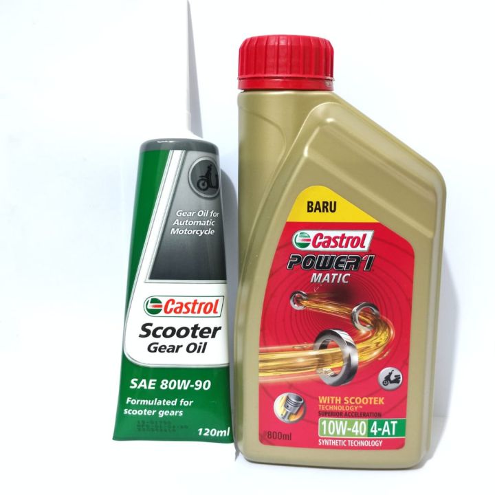 PAKET OLI CASTROL POWER MATIC 10W40 DENGAN OLI GARDAN 80W90 120ML  Lazada Indonesia