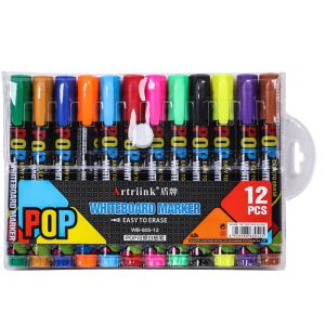 DOWNA 8/12 Colors Whiteboard Markers Refillable Erasable Marker Pen Gifts Doodle Board Chalk for Office School Home Student Childrens Drawing