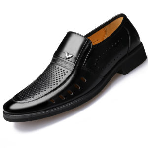 MR.BINBEITIME New Breathable MenS Leather Shoes Business Hollowed Out Casual Soft Leather Shoes For Mens#8948