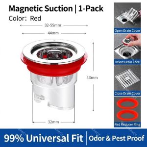 Magnetic Universal Floor Drain Core Fast Drainage Anti Odor Trap Pest Insect Stopper For Bathroom Sewer