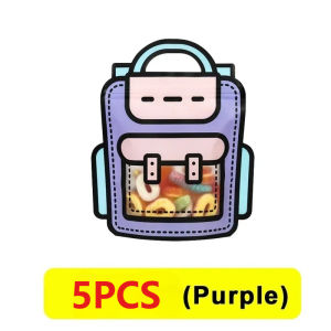 10Pcs Cartoon Gifts Packaging Bags Students Candy Snacks Sealing Bags Self-lock Bags with Handle Kids Birthday Party Decors