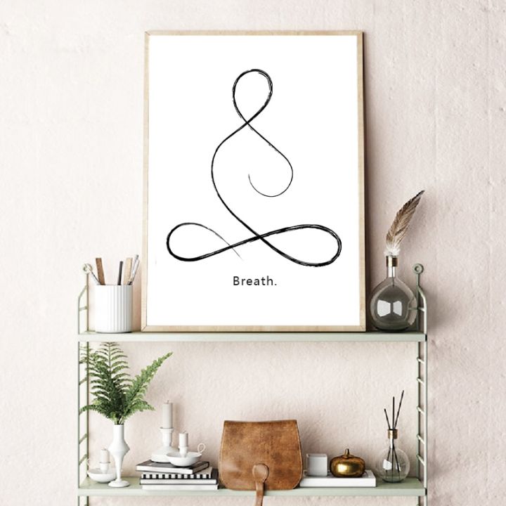 Yoga Wall Art Print Meditation Poster Yoga Symbol Breath Quote Canvas 