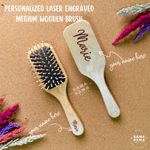 Personalized Laser Engraved Medium Wooden Paddle Brush