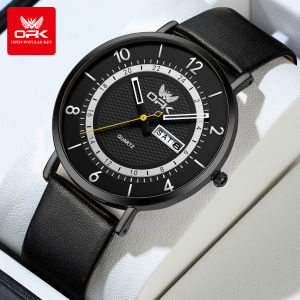 OPK Mens Watch Waterproof Original Quartz Leather Strap Calendar With Gift Box Fashion Casual Watch For Mens With Free Box