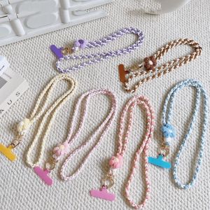 SFFGF Detachable Flowers Phone Lanyard Phone Charm Rainbow Color Cell Phone Strap Universal Neck Clip Crossbody Lanyard Women Girls