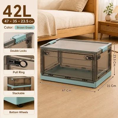 LifeStow 150L Foldable Storage Box with Lid Large Capacity Multipurpose Stackable Organizers Wardrobe storage Plastic With Lid Adjustable Garments Storage