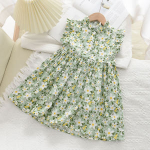 Bear Leader Girls Casual Dresses 2024 New Summer Kids Baby Flowers Print Costumes Floral Party Birthday Princess Vestidos 2-6Y