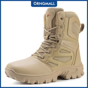 ORNGMALL Bốt đến mắt cá đi bộ đường dài cao cổ-Giày luyện tập chống nước chiến thuật màu nâu sa mạc Nam được thiết kế cho độ bền kích thước 39-46