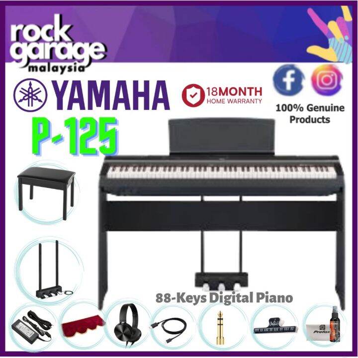 Yamaha P-125A 88-Keys Digital Piano With Piano Bench, Dust Cover ...