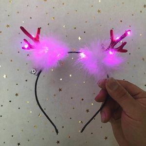 KAWAIIR Cute Headwear Luminous Vocal Concert Plush Funny Women Hair Hoops Christmas Headbands Korean Style Hairbands Elk Antler