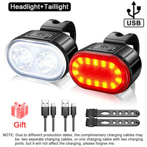 [Original 24 hours delivery] 1 Set Bike Taillight Headlight Bicycle Light USB Rechargeable for MTB Road Bike Lights Front and Rear IPX4 Waterproof Super Bright Bicycle Lights