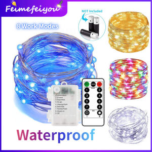 lampu hiasan led strip light 20M 10M 5M lampu kelip kelip raya 2022 warna warni lampu raya klip klip outdoor waterproof fairy light led light strip led decoration light for room operated by 3AA battery 8 modes