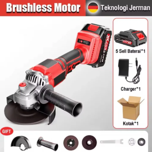 DIY Brushless Cordless Angle Grinder 100mm - Professional Cutting & Grinding Tool with 4PCS Batteries & Accessories - Lithium Ion Power Tool Set