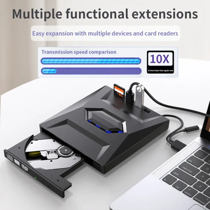 【AiBi Home】-External DVD CD Writer Burner CD and DVD Player Type C/USB3 ...