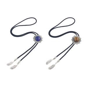 Engraving Stone Bolo Tie Carved Necktie for Shirt Jeans Western Necklace Braided Shoestring Necktie Bolo Tie