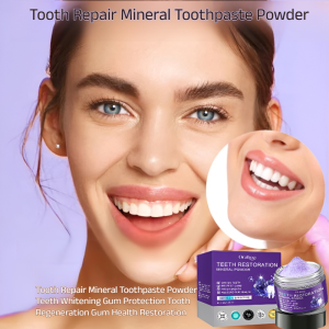 Tooth Cleaning Powder Removes Yellowing Whitens and Stains Mineralizes and Cleans Yellow Tooth Enamel Dissolves Tartar Whitens Teeth and Prevents Tooth Decay紫色矿物牙粉