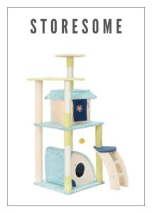 Hoopet Series Adorable Bear Cat Condo Tower Climbing Post With Two Openings