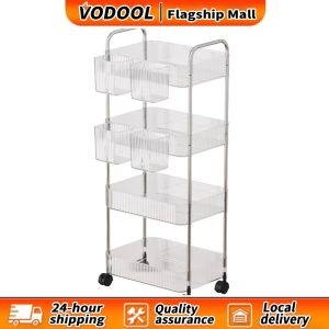 【Fast delivery】 Versatile 4 Tier Rolling Storage Cart for Bedroom and Bathroom with Adjustable Shelves and Smooth Mobility