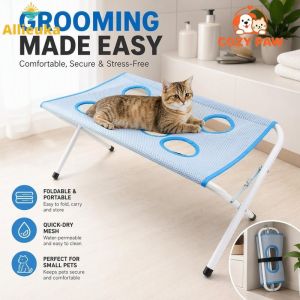 Allieuka Foldable Pet Grooming Hammock Table With Tripod Stand Anti Scratch Anti Bite Cat Dog Bath
