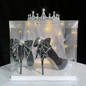 Free Shipping Crystal Bridesmaid Wedding Shoes Open-Toe Sandals New Summer Styles Bow-Tie High Heels Stiletto Heels Pointed-Toe Pumps For Women