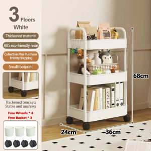 Multi Layer Trolley Cart 3/4/5Layer Bathroom Trolley Cart Organizer Kitchen Shelf Storage Rack With Wheel Bedroom Mobile Use and Perfect for Organizing Baby Snacks and Bathroom Items