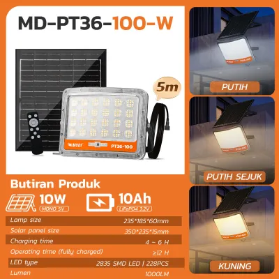 MODI Solar Cell Spotlight Solar Powered LED Outdoor Light Waterproof and Dustproof 40w/60w/100w/200w/300w/400w3Color Options Remote Control 220° Wide Angle Illumination Bright Until Morning，Suitable for Porch and Garden
