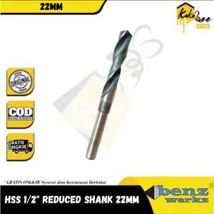 Mata bor besi HSS shank 1/2" - Reduced shank 22 mm besi kayu plastik - Mata bor mutifungsi serbaguna ukuran besar untuk mesin bor tangan 13mm dan 16mm